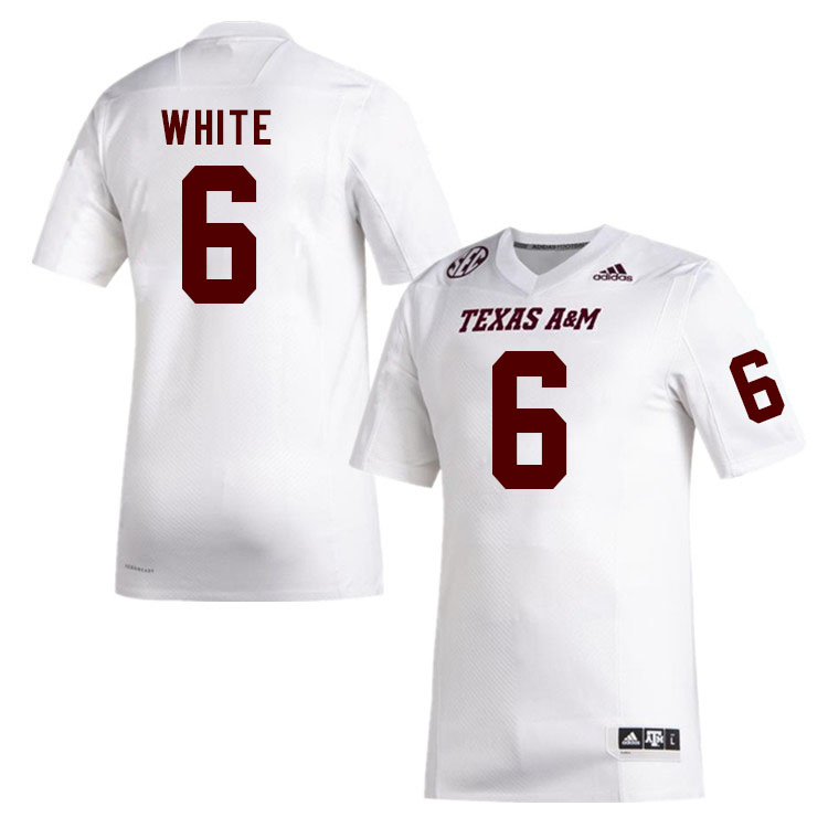 Men #6 Enai White Texas A&M Aggies College Football Jerseys Stitched Sale-White